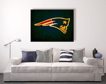 New England Patriots vintage style Canvas Print, vintage football decor, football room decor, room decor for men, apartment decorating ideas