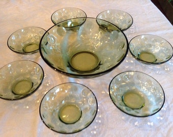 Vintage Bubble Glass Salad Set- Hazel Atlas Company