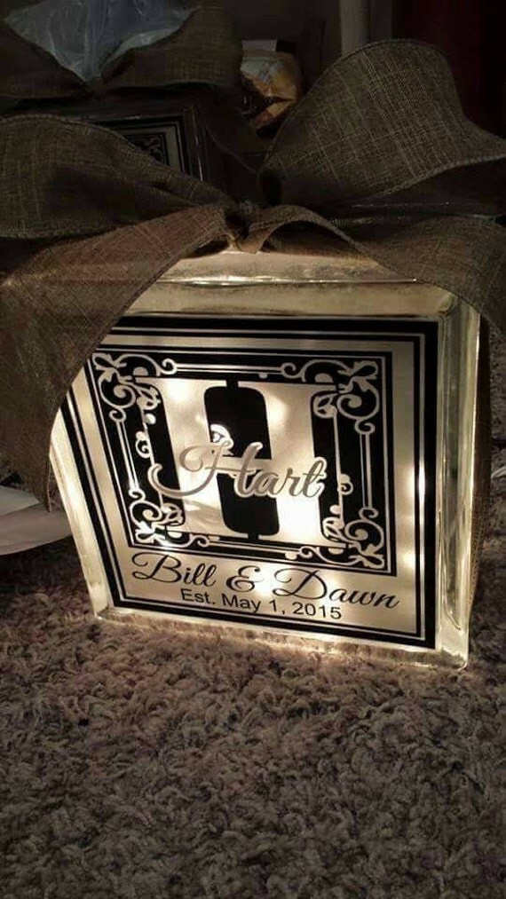 Personalized 8x8 lighted glass block by HydroEdge on Etsy