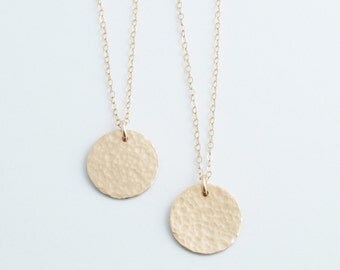 Rose Gold Hammered Disk Necklace, Rose Gold Gold or Silver, Gold Fill, Hammared Pendant, Custom Pendant, DN13