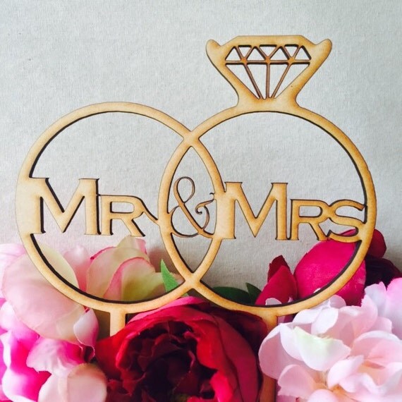 Wedding Cake Topper Mr And Mrs Wedding Rings Wedding Cake Topper 