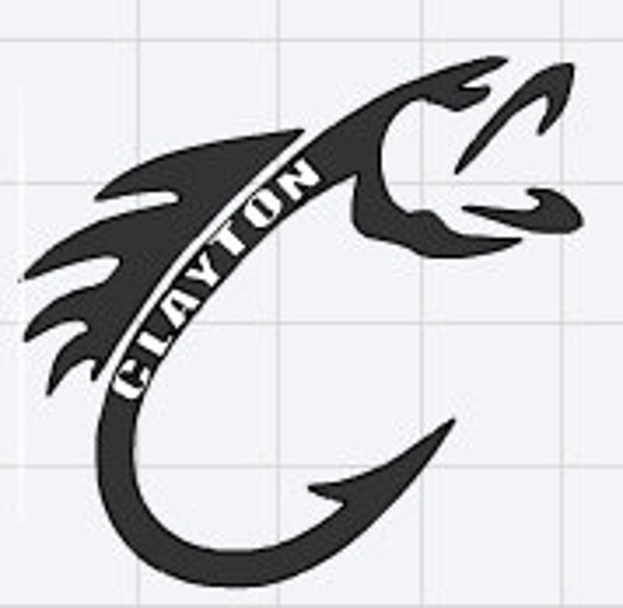 Personalized fish hook decal by CreateToBeAmazing on Etsy