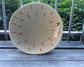 Large Rwanda Tan and Orange Peace Basket