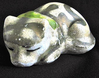 Rare Early 1900s Carnival Chalkware Sleeping Gold Cat