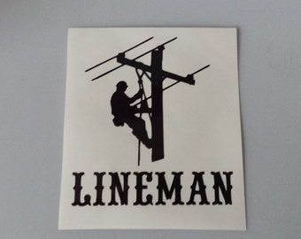 LINEMAN Vinyl Car Window Yeti Decal Laptop Sticker Wine Glass Beer Mug * Free Shipping