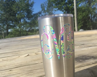 Lilly Pulitzer monogram decal - Lilly Pulitzer Yeti Decal - Lilly Pulitzer Car Decal