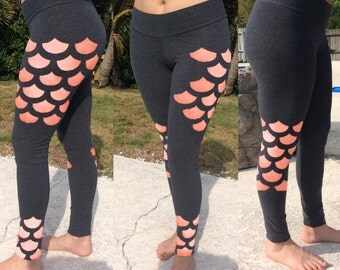 Mermaid Leggings - Coral Leggings - Mermaid - Mermaid Gift - Charcoal Leggings - Dance Leggings - Yoga Leggings - Mermaid Clothing