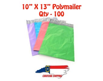 Colorful Polymailer, 100 Polymailers, Poly Mailer, Mailer, 10" X 13" Polymailer, Self seal strip, Colors, Polymailer