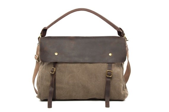 and for good laptop books bag Laptop Waxed Messenger Bag, Leather Briefcase, Canvas Shoulder Bag
