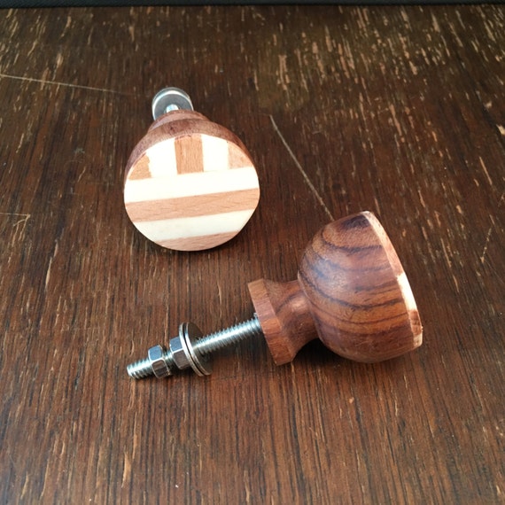 Inlay Walnut Wood Knobs Marquetry Decorative Unique Drawer