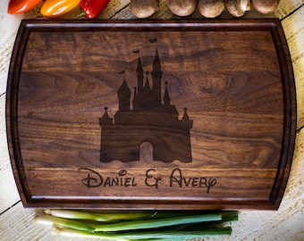 Custom Cutting Board, Disney Castle, Personalized Cutting Board, Wedding Gift, Anniversary, Bridal Shower Gift Kitchen Decor #3131