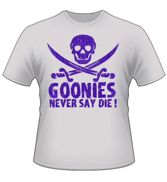 Goonies Never Say Die Large T-Shirt Gray by DirtyApeInk on Etsy