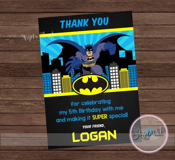 Batman Thank You Card Batman Thank You Note Batman Birthday