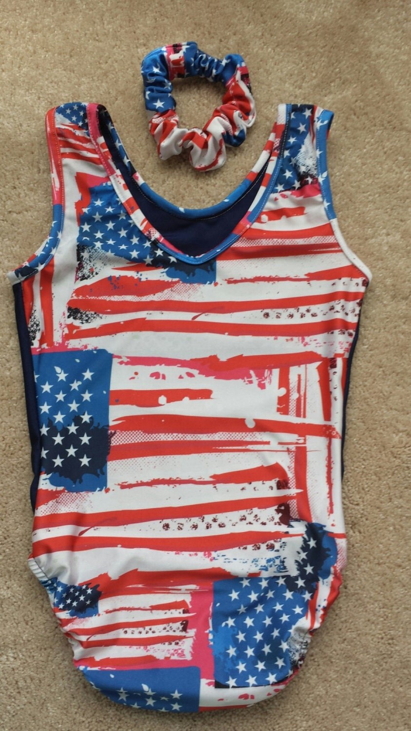 Girls American Flag Gymnastics Leotard