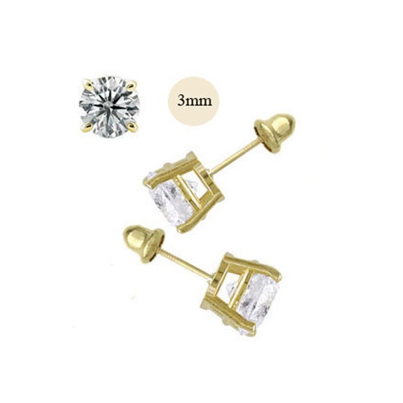 3mm 14k gold stud earrings