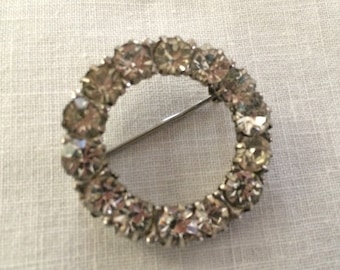 Circle Brooch, Silver and Genuine Paste, Turn of Century
