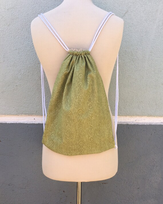 Green Drawstring Bag Green Backpack Tote Sports Bag