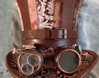 Copper Brocade Steampunk Top Hat