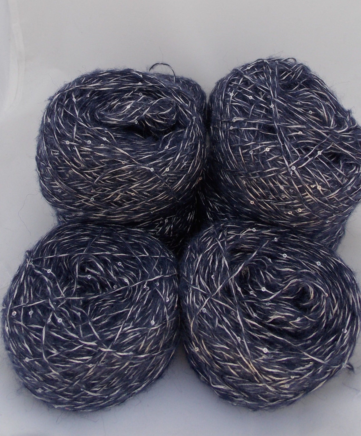 Blue yarn mohair yarn wool yarn sequin yarn by FilaineYarn on Etsy