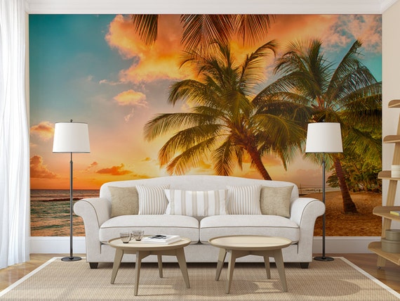 Beach morning sunrise wall mural self adhesive photo mural