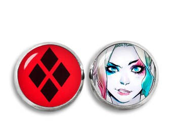 Harley Quinn Earrings Fandom Jewelry Ear Studs Harley Quinn Diamonds Cosplay Fangirl Fanboy