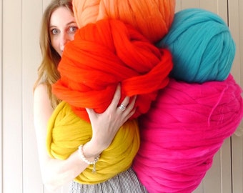 Giant Yarn knitting wool 30+ Colours - extreme knitting merino wool - DIY giant knit blanket - super chunky knitting wool