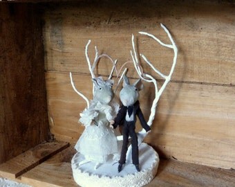 2 mouse at the Wedding - Cake topper - Decoration cake - papier-mache