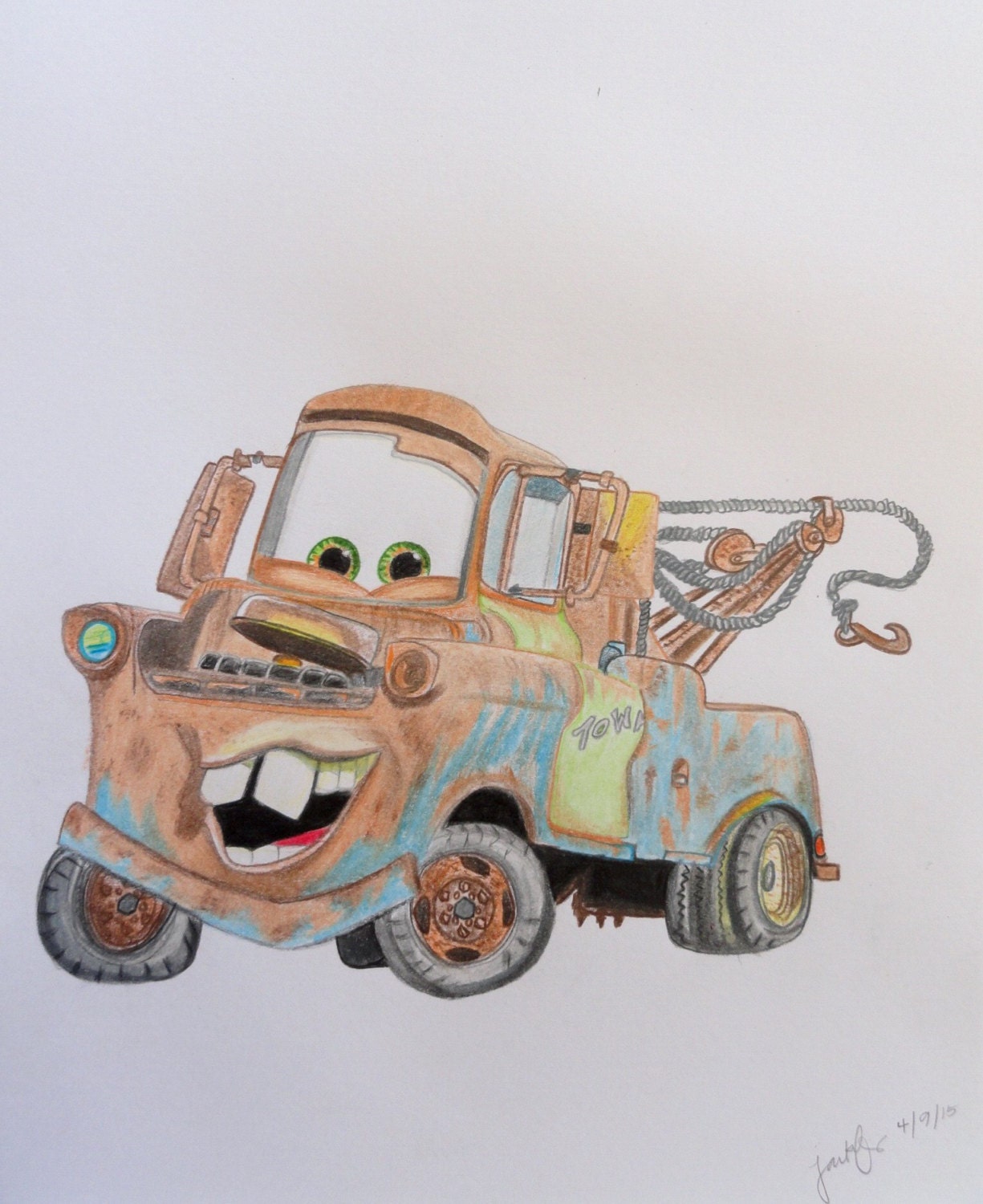 8x11 Original Tow Mater Drawing Using by DisneyDaydreamer808