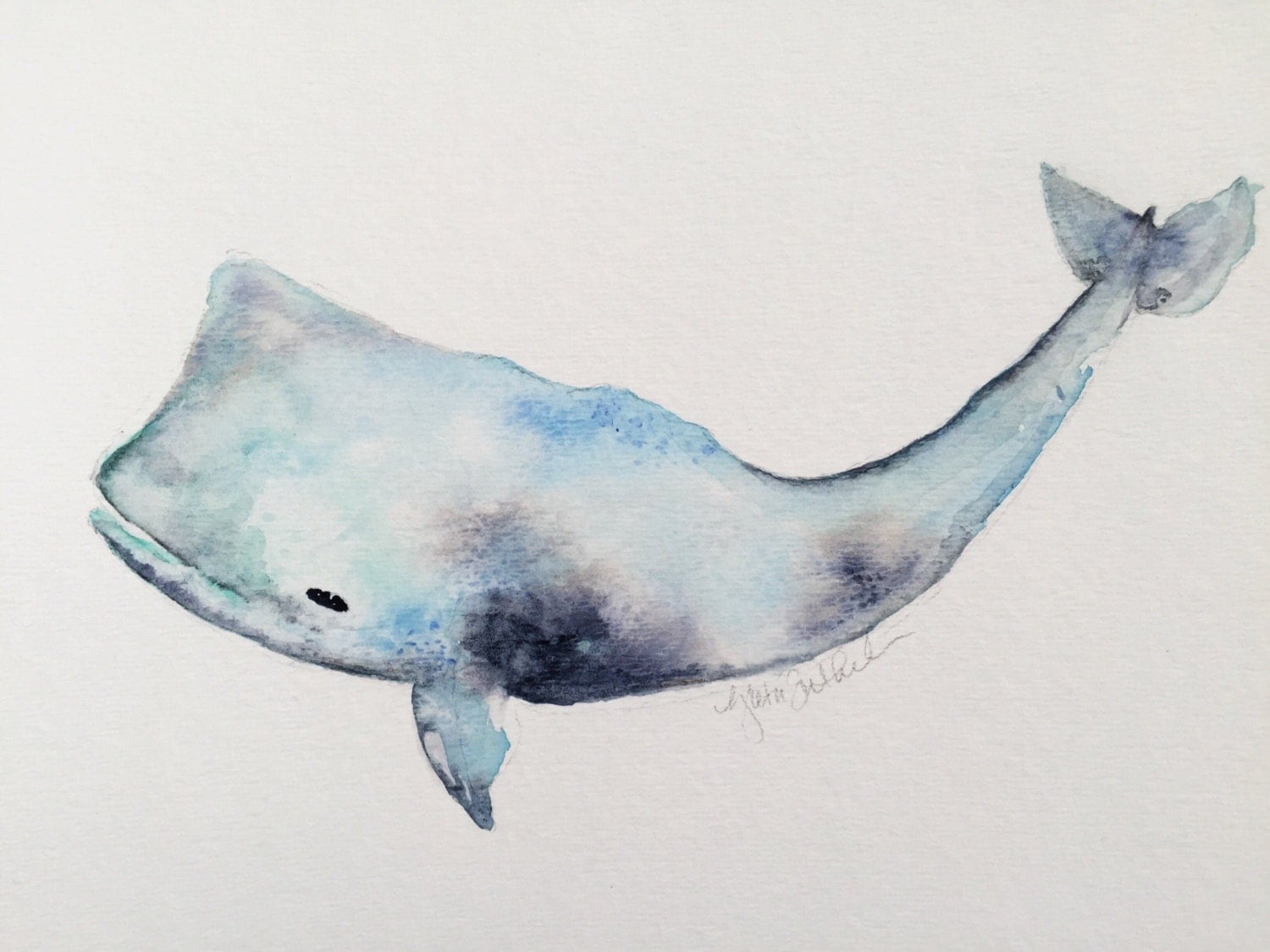 Watercolor Whale by MHDSales on Etsy