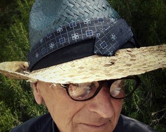 two-tone straw Fedora Hat