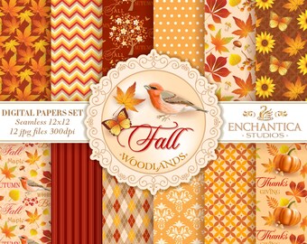 Fall Digital Paper, Digital Paper Fall, Autumn Digital Paper, Thanksgiving Digital Paper, Fall Digital Background, Pumpkin, Fall Patterns