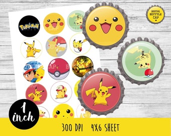 50% OFF SALE Pikachu bottlecap-Pokemon bottlecap-1 inch Bottlecap-Printable Image-Pokemon collage sheet-Pokemon bottle cap-Pokemon-COD54