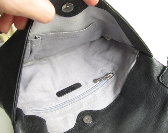 Leather Kipling crossbody handbag shoulderbag, black ladies purse, overnight bag, lightweight travel supplies