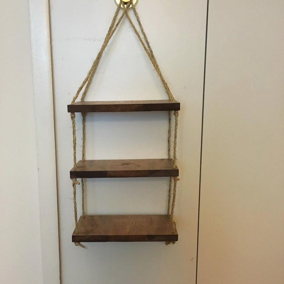 Rope Ladder Shelf Wall Shelf Custom Wood Shelf Rope by DIYinMI