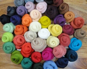 Felting wool - 45 colorful Knäuele dry felting and wet felting 500 gr. bright colours