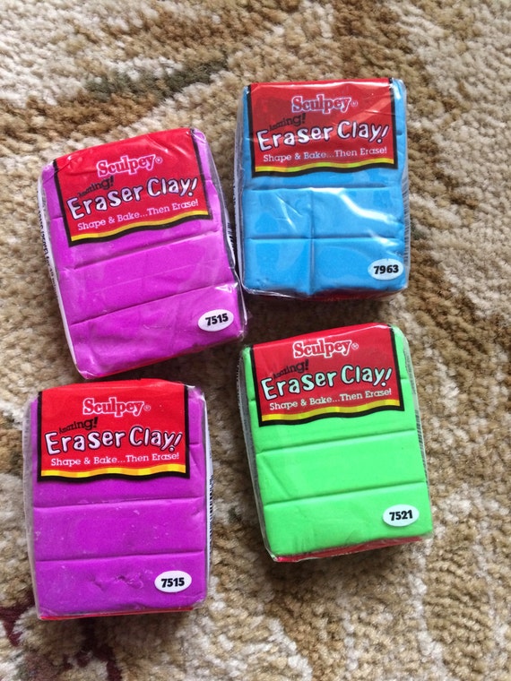 Sculpey Eraser ClayLot of 4Shape Bake and by Yarnsandmusings