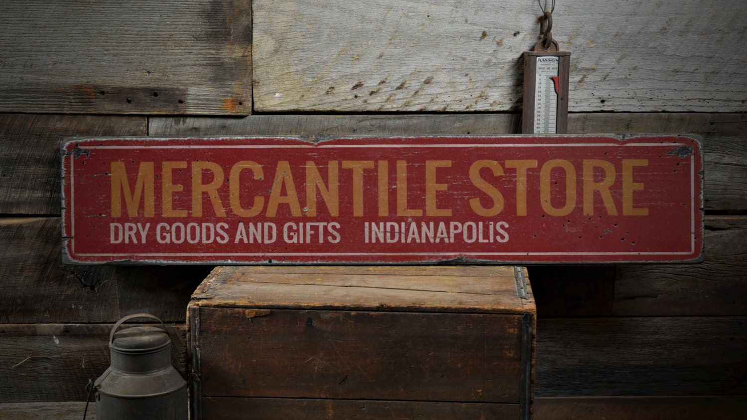 Mercantile Store Wood Sign Custom Shop Location Name Sign