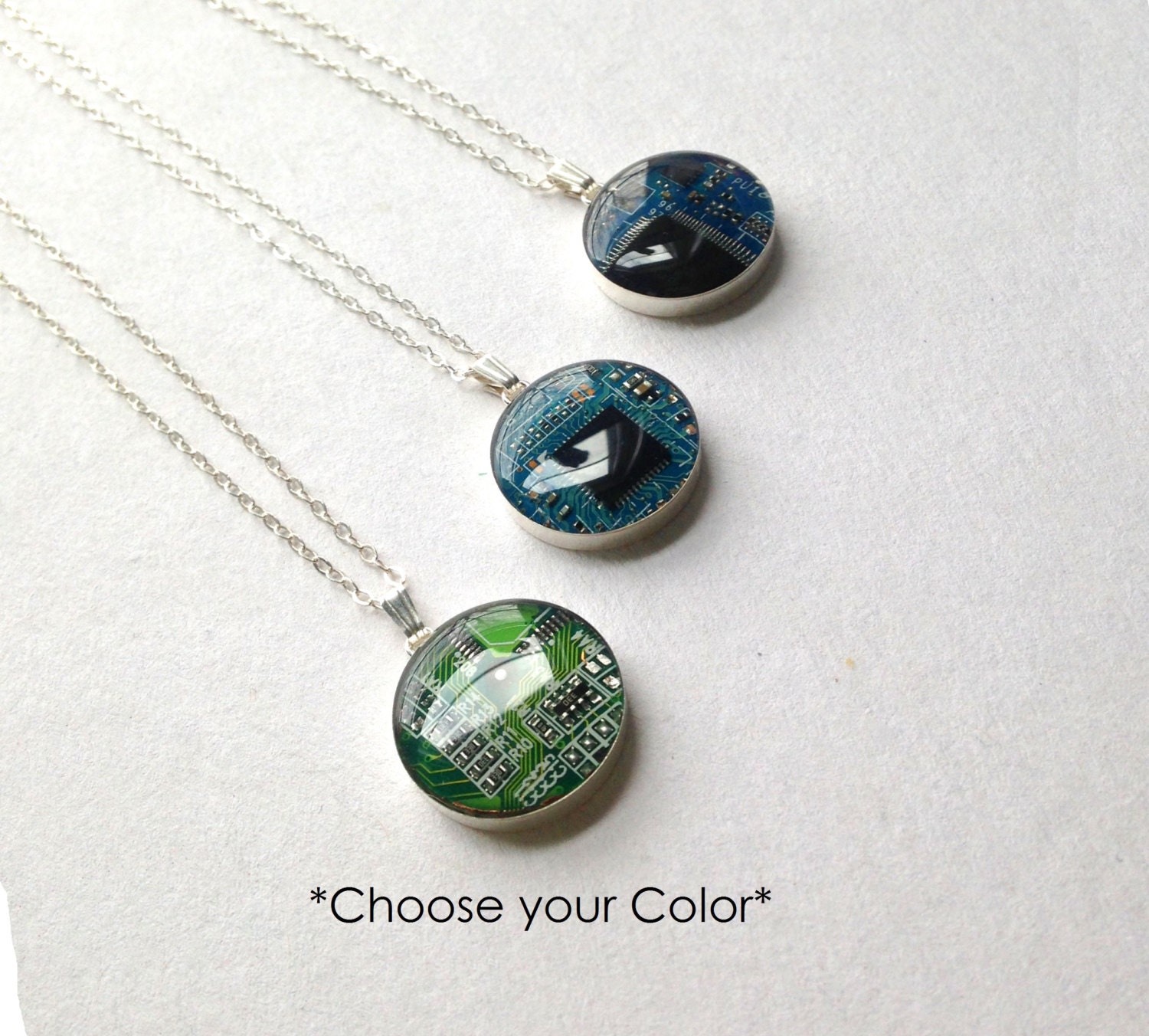 Circuit Board Necklace CHOOSE COLOR Sterling Silver Jewelry