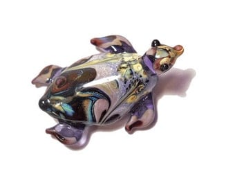 Purple Sea Turtle necklace, Lamp Work Glass Bead turtle pendant, raked glass, ready to wear jewelry, Isinglass Design, glassbead, SRAJD