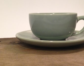 Bauer Cup and Saucer Set ~ Light Blue Cup and Saucer ~ Cup and Saucer Set ~ Tea Cup Saucer ~ Bauer Pottery ~ California Pottery