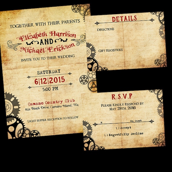 Steampunk Wedding Invitations Templates 6