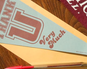 letterpress thank u very much vintage pennant flat card grey & burgandy thank you card or decoration