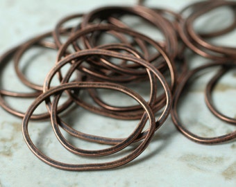 Handmade antique copper irregular organic oval link size aprox 18x14mm, 12 pcs (item ID FA0008ACO)