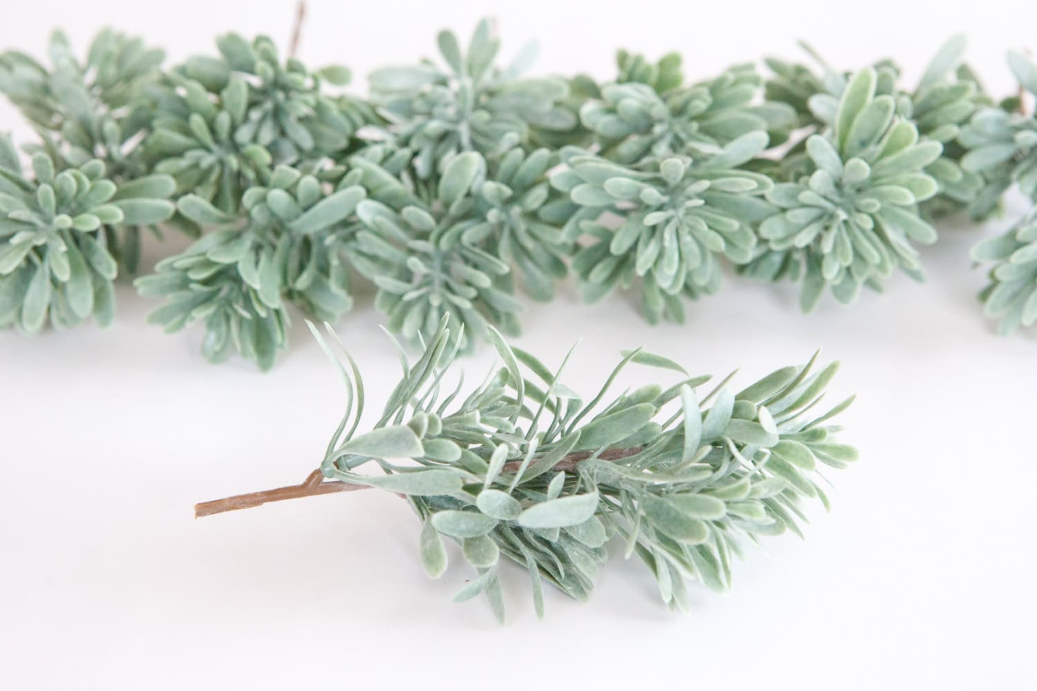 Set of 7 Artificial Succulent Bush Stems in Sage Frosted