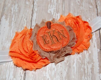 Monogrammed Pumpkin Headband - Thanksgiving Headband- Fall Headband - Infant Headband - Baby Headband - Newborn HeadbandToddler Headband