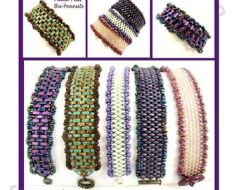 Beadweaving Tutorial, Bracelet Pattern, Superduo Pattern, 2-hole Brick Pattern, Peanut Tutorial, .pdf Instructions for Personal Use