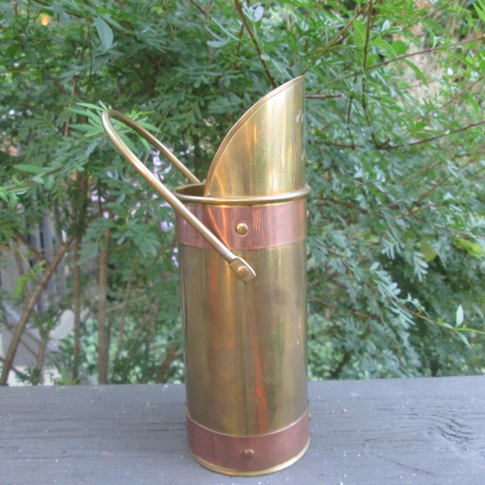 Vintage Fireplace Matchstick Holder Brass and Copper Match