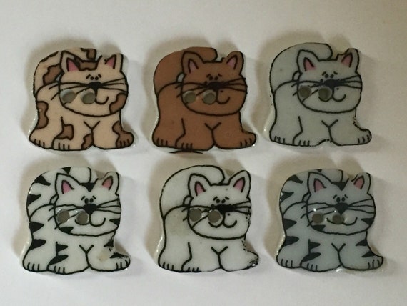Buttons, Vintage Cat Shaped