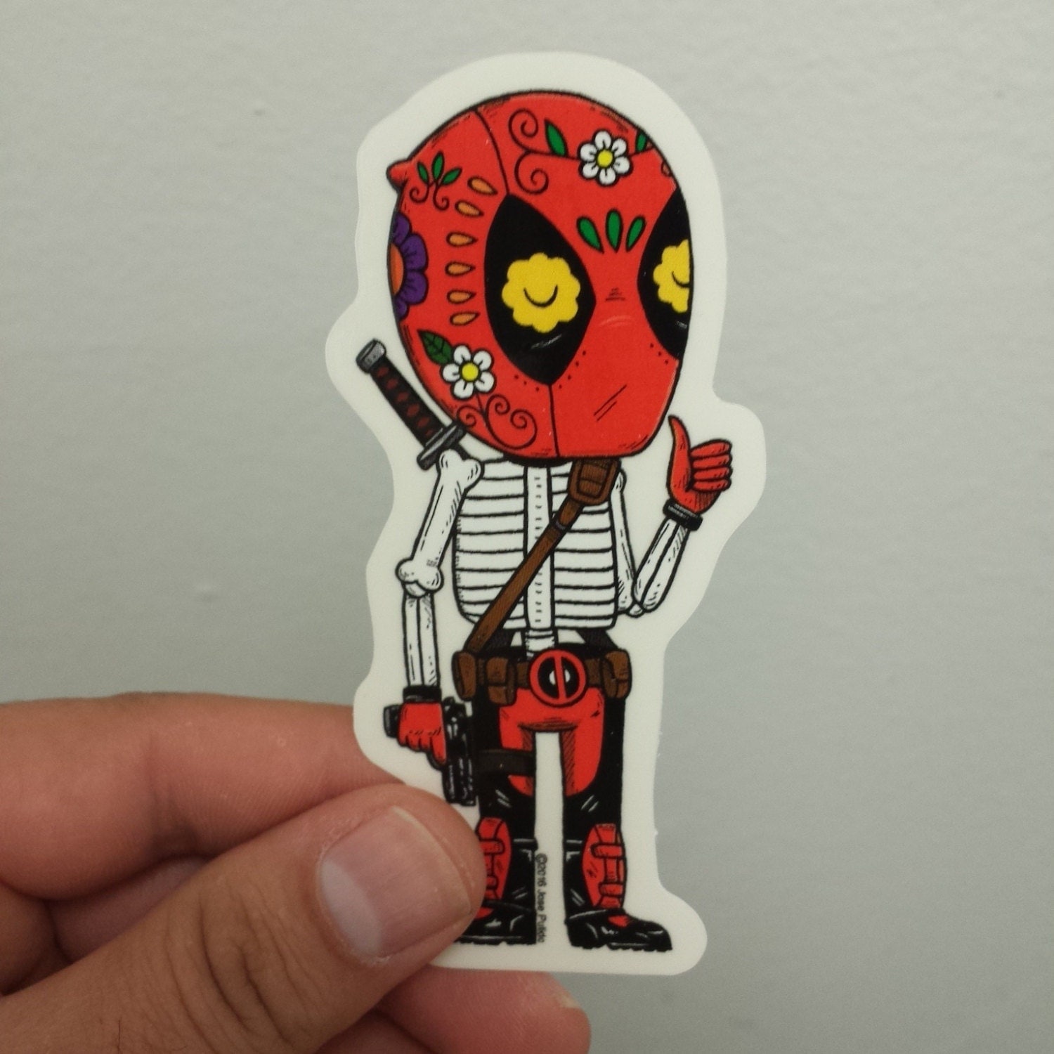 Deadpool Calavera Die-cut Vinyl Sticker Day Of The Dead