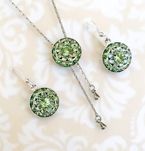 Peridot Crystal August Birthstone Jewelry Sets Necklace